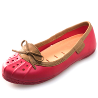 美國加州 PONIC&amp;Co. ELLA 防水輕量 娃娃鞋 雨鞋 紅色 防水鞋 懶人鞋 休閒鞋 環保膠鞋 平底 真皮滾邊
