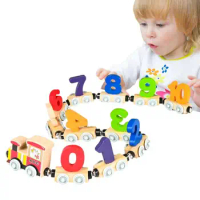 Wooden Magnetic Train Set Toddler Preschool Learning Train Set Wooden Number Train Set Digital Cars Toy for Kids Birthday Gifts