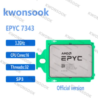 EPYC 7343 CPU Processor 3.2GHZ/3.9Ghz 16-Cores 32-Threads 128MB 190W SP3 Socket Support H12 Series MBD RAM DDR4-3200MHZ 8-Chanel