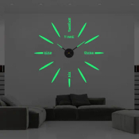 Stylish 3D Big Size Wall Clock Mirror Sticker Diy Brief Living Room Decor Meetting Room Wall Clock Room Decor