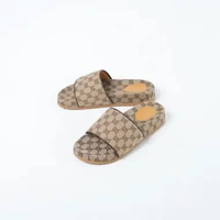 Sandal GUCCI GG EBONY MONOGRAM BROWN BEIGE SLIDE 100% ORIGINAL 43