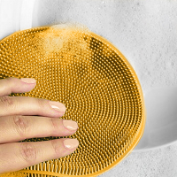 《NOW》雙面矽膠清潔刷(芥茉黃) | 菜瓜布 洗碗刷 餐具刷