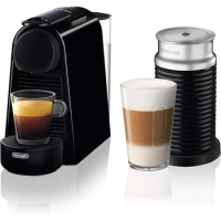 Nespresso Mini Coffee Machine by DeLonghi w/Aeroccino Milk Frother, Piano Black