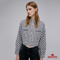 BRAPPERS 女款 短版造型格紋襯衫-黑白格