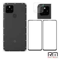 RedMoon Google Pixel 4a 5G 手機殼貼4件組 空壓殼-9H玻璃保貼2入+厚版鏡頭貼