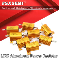 2pcs RX24 10W Aluminum Power Metal Shell Case Wirewound Resistor 0.1~100K 0.5 1 2 5 6 8 10 20 50 100 120 200 300 1K 5K 10K ohm