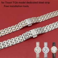 for Tissot T126 Kerry Little Beauty 1853 Steel Watch Strap T126010A Solid Precision Steel Women's Watch Strap Chain 12 14mm