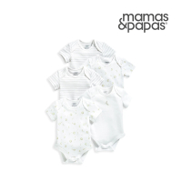 【Mamas &amp; Papas】月有陰晴圓缺-短袖包屁衣5件組(5種尺寸可選)