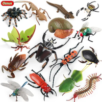 Oenux Simulation Dragonfly Grasshopper Centipede Wild Insect Animals Model Action Figures Miniature Education Collection Kid Toy