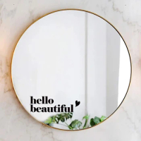 Creative Hello Beautiful Mirror Stickers Decoration for Bedroom Girls Gift Wall Sticker Home Decore Living Room Wallpaper DIY