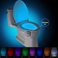 Auto Sensor Activated Bathroom Toilet Night Light LED Motion With 8 Color Changing Battery Operated Washroom Smart Night Lamp