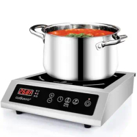 3500W Portable Induction Cooktop 10 Power Levels 500-3500W 12 Timer Settings 140-465°F Stainless Steel Commercial Countertop