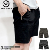 NEW FORCE 寬鬆舒適多口袋休閒工作短褲-黑色