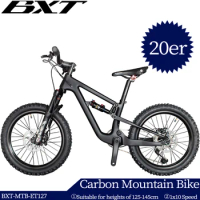 20er Full Suspension Carbon Mountain Bike Travel 80mm Carbon Full Suspension MTB 20er Height 125-145cm Carbon MTB Child Bicycle