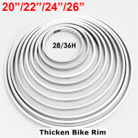 Thicken Folding Bike Rim 20“/22" /24"/26" Aluminum Alloy 28/36 Holes Electric Bike Rim Silver MTB Road Bicycle Wheel Customized