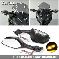 KAWASAKI 摩托車後視鏡後視鏡帶 LED 轉向信號燈適用於川崎 NINJA400 NINJA 400 2018-2