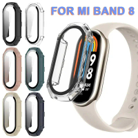 Sarung Sarung Cangkang PC, untuk Xiaomi Mi Band 8 Jam Tangan, dengan Perlindungan Skrin Kaca Bajaan