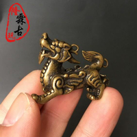 銅器招財貔貅掛飾手把件實芯純銅古法精鑄復古包漿麒麟小擺件