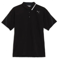 【PUMA Golf】日本線-舒適剪接防曬短袖POLO衫(男)-白 / 黑-黑,L
