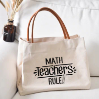 Math Teachers Printed Tote Bag Work Bag Gift for Teachers Women Lady Canvas Book Bag Beach Handbag Dropshipping