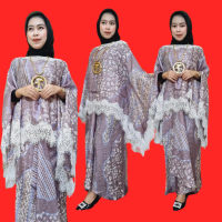 Setelan Rok Kalong Renda Lace Premium | Rok Rample Kondangan | Set Batik Viscose Sutra Premium - Mod