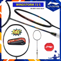 PROCHAMP New Raket Badminton LINING WINDSTORM 72 S / 72S / WS72S Raket Only - Grey Gold Blue