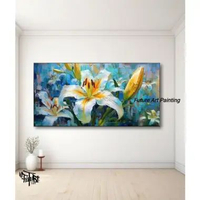 Lukisan Bunga Bakung Lili Lily Lilium Teksture Timbul Hiasan Dinding - FUTURE ART PAINTING dengan bi