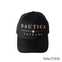 【NAUTICA】男裝 品牌刺繡休閒棒球帽(黑)