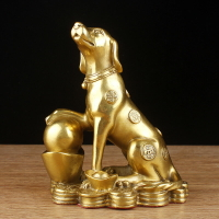 銅狗擺件純銅十二生肖狗辦公桌擺設家居客廳裝飾品金錢元寶銅狗