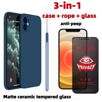 3-in-1 phone case+anti peeping phone screen film+wristband strap for Honor X8c X8b X7c X7b X7a X6a 4