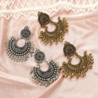 Bông Tai Thả Tua Rua Kim Loại Cổ Điển, Bông Tai Lủng Lẳng, Phong Cách Ấn Độ Jhumka, Ấn Độ, Phong Các