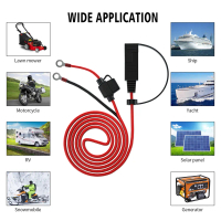 สายไฟต่อขยายแบบปลายแหวน SAE สำหรับแบตเตอรี่รถจักรยานยนต์ 12V/24V ขนาด 16AWG