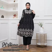 Sela Set Tunik Setelan Wanita Long Tunik Rayon Diamond Premium One Set Wanita Kekinian Celana Kulot 