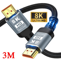 HDMI 2.1 8K Male to Female Cable HDMI Extension Braided Cord 8K@60Hz 4K@240Hz Extender Adapter for Roku TV PS5 HDTV Blu-ray