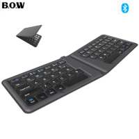BOW Mini Wireless Keyboard Bluetooth-compati Foldable Rechargeable Keyboard Ergonomics Folding Keyboard For Ipad Laptop
