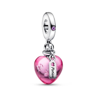 จี้ชาร์ม Love potion sterling silver dangle with phlox pink crystal and pink Murano glass สีเงิน