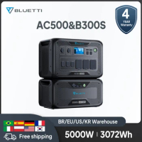BLUETTI AC500 + BB300S 5,000W 3,072Wh Home Battery Backup Power Station Solar Panel