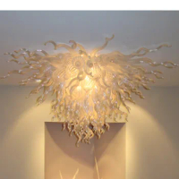 Free Air Freight LED Lights Fantastic Clear Milk Glass Crystal Ceiling Chandelier