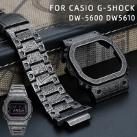 Metal Watch Band + Steel Case Shell For Casio G-Shock DW5600 DW-5610 Bezel Frame GW-M5610 GWM5600 DW