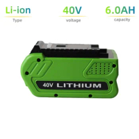40V 6000mAh Li-ion Replacement Battery For GreenWorks G-MAX GMAX String Trimmer 40V 29462 29472 27062 Garden Tools Battery