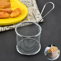 Cooking French Fries Baskets Deep Fry Basket Round Frying Strainer Basket French Chip Fryer Strainer Food Basket Kitchen Tools