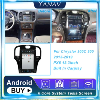 13.3 Inch PX6 Android For Chrysler 300C 300 2013-2019 Car Radio Stereo Receiver Multimedia Video GPS Navigation 2 Din Head Unit