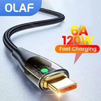 120W USB Type C Cable Fast Charging USB C Charger Cord For Huawei P40 P30 Realme Oppo Oneplus Poco Data Cord 6A C Type Wire