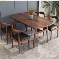 北歐餐桌椅組閤 鐵藝木紋餐桌椅  現代簡約小戶型4人6人喫飯經濟型傢用長方形餐桌子