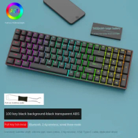 MK100 Wireless Mechanical Keyboard BT5.0/2.4G/USB-C 100 RGB Light Hot Swappable Bluetooth Gaming Keyboard