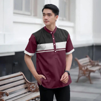 2025 Ramadan Festival Baju Kurta for Adult Men Koko Shirt Men's Striped Shirt Business Casual Shirt 