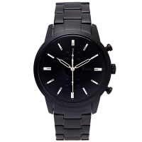 FOSSIL 黑色時尚不鏽鋼錶帶手錶(FS5502)-黑面X黑色/44mm