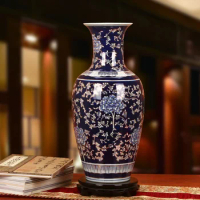 Blue Jingdezhen Porcelain vase Enamel colour ceramic vase China flower pot vase modern Chinese crafts vase decoration home