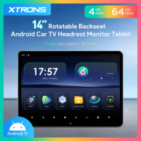 XTRONS 14'' Android 11 Car TV Headrest Monitor 2160x1440 Res G+G Touch Screen 4+64GB Support UHD 4K Video HDMI Speakers WIFI