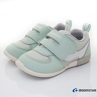 日本月星Moonstar機能童鞋頂級學步系列寬楦穩定彎曲抗菌鞋款B2489綠(寶寶段)